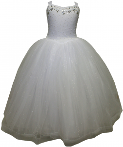 GIRLS COMMUNION DRESSES W/ RHINESTONES ON TOP